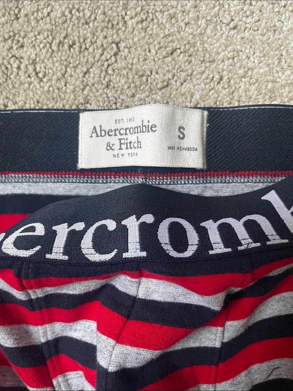 Abercrombie Striped Red, Navy & Gray Men's Boxer Briefs